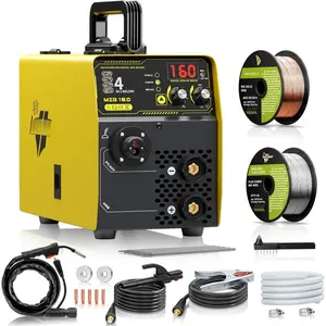 160A MIG Welder, 110V Gas MIG Welder Machine, 4-in-1 Gasless Flux Core/Gas MIG/Lift TIG/Stick Welder with Synergic Control, IGBT, Multi Process Flux Core Welder for  DIY Professional Use