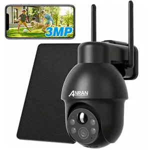ANRAN 2K Security Camera Outdoor,Solar Camera Wireless with 360° View,Smart Siren,Spotlights,Infrared Color Night Vision,Human Detection,2-Way Talk