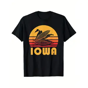 Retro Iowa Corn Shirt, Vintage Maize Farming Tee Gift T-Shirt, Suitable for Mens & Womens Outdoor T-Shirt, 100%cotton, S-XXXL