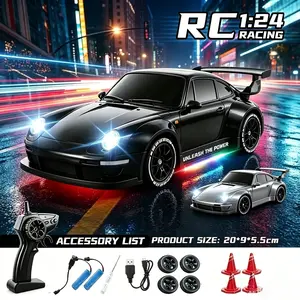 Full proportional 4wd 1 24 rc racing car with spare drift tires dual rechargeable batteries for exciting drift and race fun for all ages