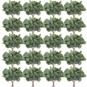 200 count Artificial Eucalyptus Stems Leaves Bulk 11.8 Inches Tall  Dollar Eucalyptus  Greenery Stems Faux  for Floral Arrangement Vase Gray Green Leaves Decor Wedding