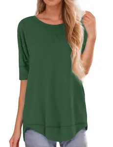 Summer Tops for Women Short Sleeve Side Split Casual Loose Tunic Top