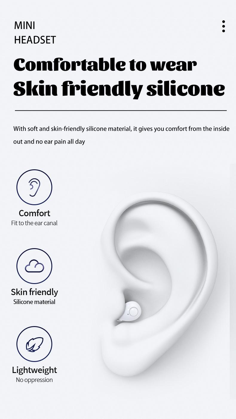 Wireless sleep earphones, mini Bluetooth earphones, touch operation, silicone in ear for long-term wear, LED digital display, high-definition sound quality, compatible with smartphones, noise cancelling earphones suitable for sleep, work, and gaming