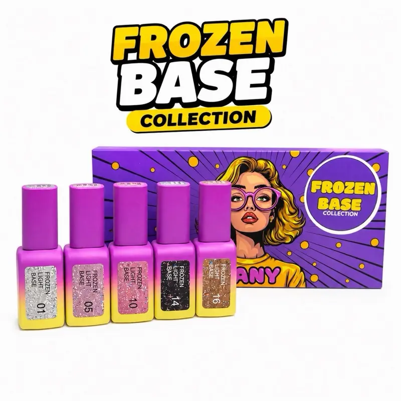 GANY Frozen Light Base Gel Nail Kit | 5 Colors Soak Off Gel Base Collection | Self Leveling | 12ml Each
