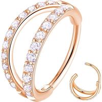 1pc/20G 6mm Rose Gold/Clear CZ