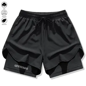 Men’s high-stretch sports shorts, 2-in-1 double-layer design with an inner pocket; suitable for summer gym workouts, training, outdoor running, and fitness exercise.