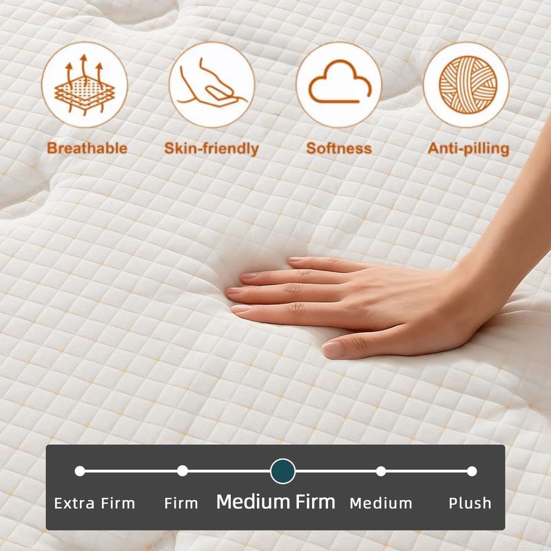 12/14 Inch Twin, Full, Queen, King  Memory Foam And Spring, Hybrid  Medium Firmness,Motion Isolation and Firm Edges， Breathable Spring   ,Ergonomic queen size  Interior Modern，For Home Rooms Hotels fort able Pocket Coil Mattress modern
