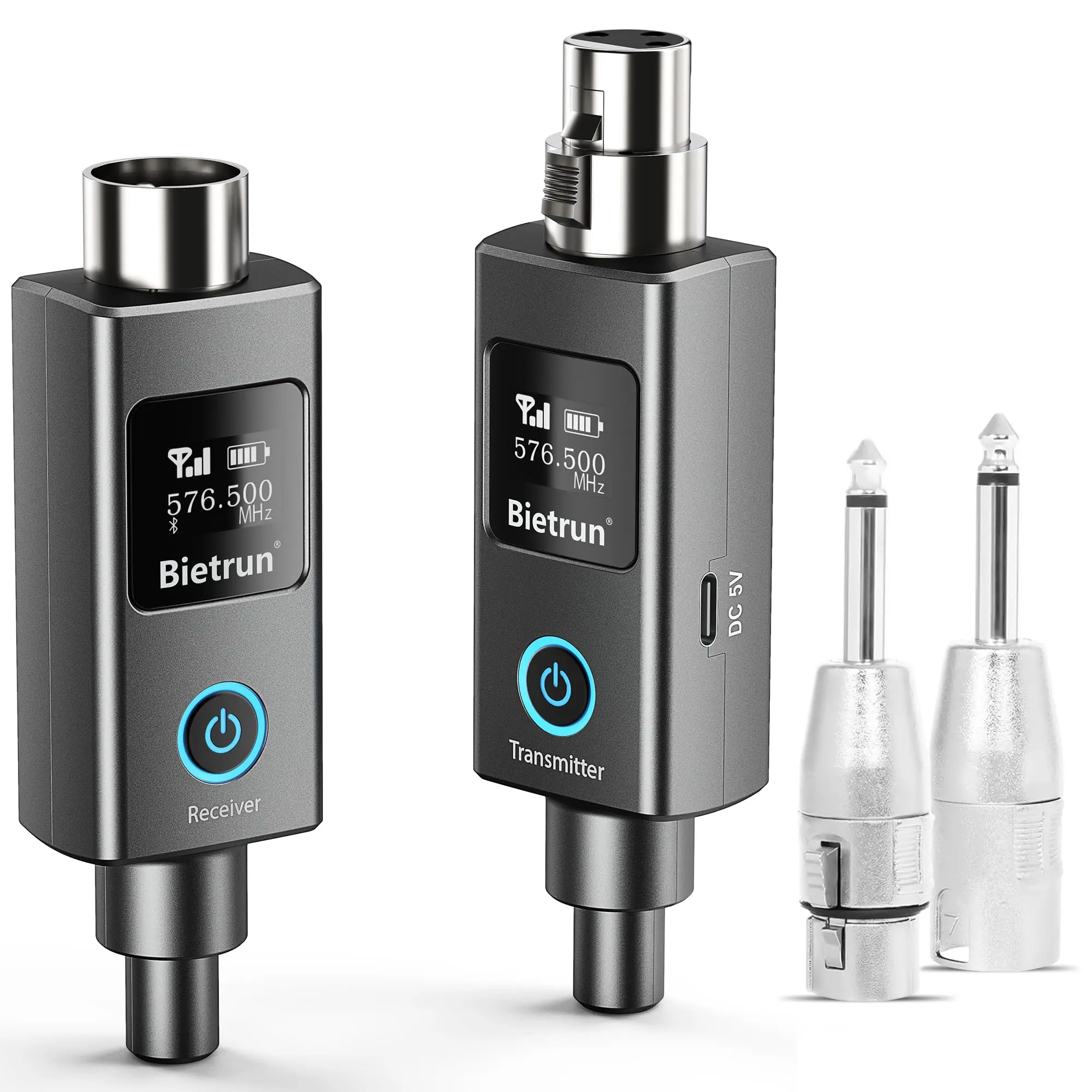 Bietrun Wireless XLR Transmitter Receiver Device with Manufacturer Warranty, UHF 100-230ft Range, 30 Adjustable Channels, Bluetooth-to-1/4'' Adapter Plug, for Dynamic Mics, Mixers, Speakers, Cameras, Audio Accessories & Cables, Speaker, Cable