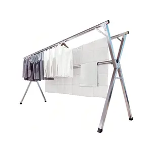 79 Inches (About 200.6 Cm) Drying Rack, Stainless Steel Clothing Rack With Adjustable And Foldable Design For Space Saving, Suitable For Indoor And Outdoor Use, With 30 Windproof Hooks