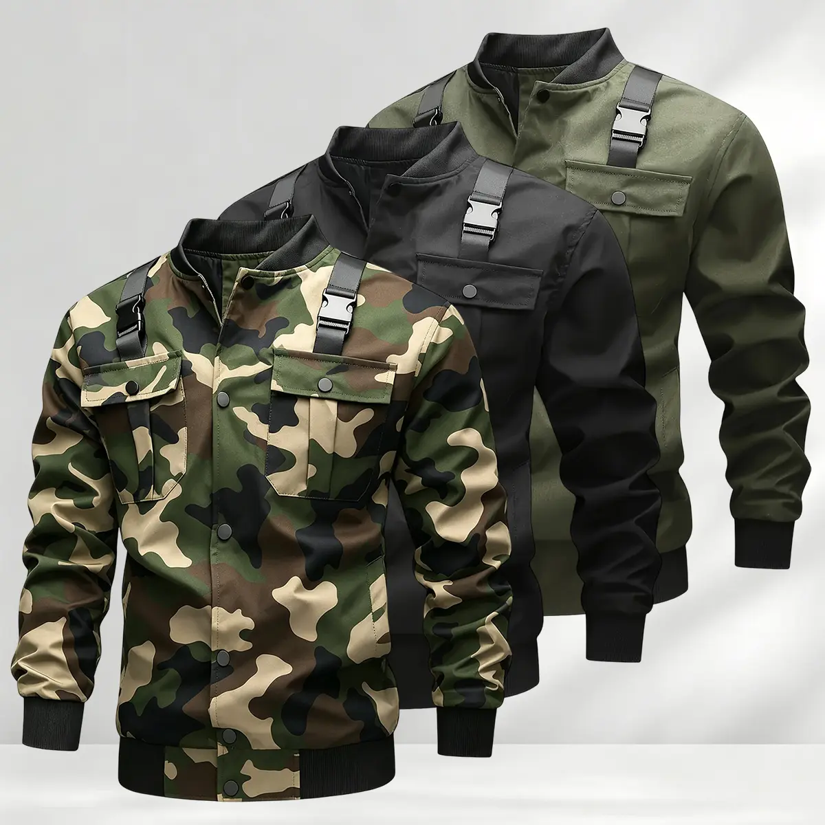 Men’s 3-Pack Premium Black PU Leather Jackets - Menswear Coats, Long Sleeve, Classic Collar, Casual Motorcycle Style, Soft Durable, Ideal for Spring Autumn Everyday Outdoor Wear, Trendy Men’s Gift