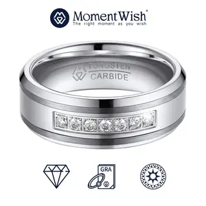 【#104 Men Ring】MomentWish Men Tungsten Engagement Ring, Wedding Ring for Men