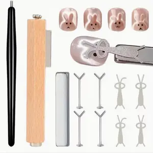 11pcs Cat Eye Magnetic Nail Art Tools, Heart & Rabbit Designs, Strong Magnet Gel Polish Stick, Salon & Home Use, Manicure Accessories, DIY Nail Art
