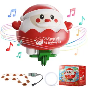 Christmas Santa Claus Balance Rope Toy with Music & Lights Electric Track Walking Santa, USB Rechargeable Fun Party Decoration Perfect Gift