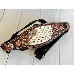 Pink Buckstitch Cowhide Bronc Halter