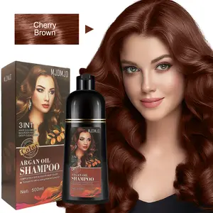 Cherry Brown Argan Oil Hair Dye Shampoo 3-in-1, Natural Herbal Hair Color Shampoo for Vibrant & Long-Lasting Color, Instant Gray Coverage in Minutes, Easy to Use Dye Shampoo for Women & Men, Shampoo Para Pintar el Cabello, 500ml / 16.9 Fl Oz