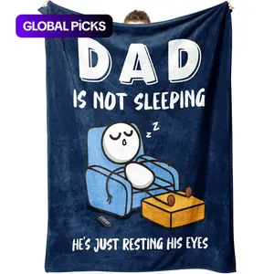 Gifts for fathers on Father's Day, blankets from daughters and sons to dads, birthday gifts for dads, anniversary blankets for dads, Slogan Print Blanket, Soft Warm Blanket, Thickened Flannel Blanket, Soft Cozy Blanket