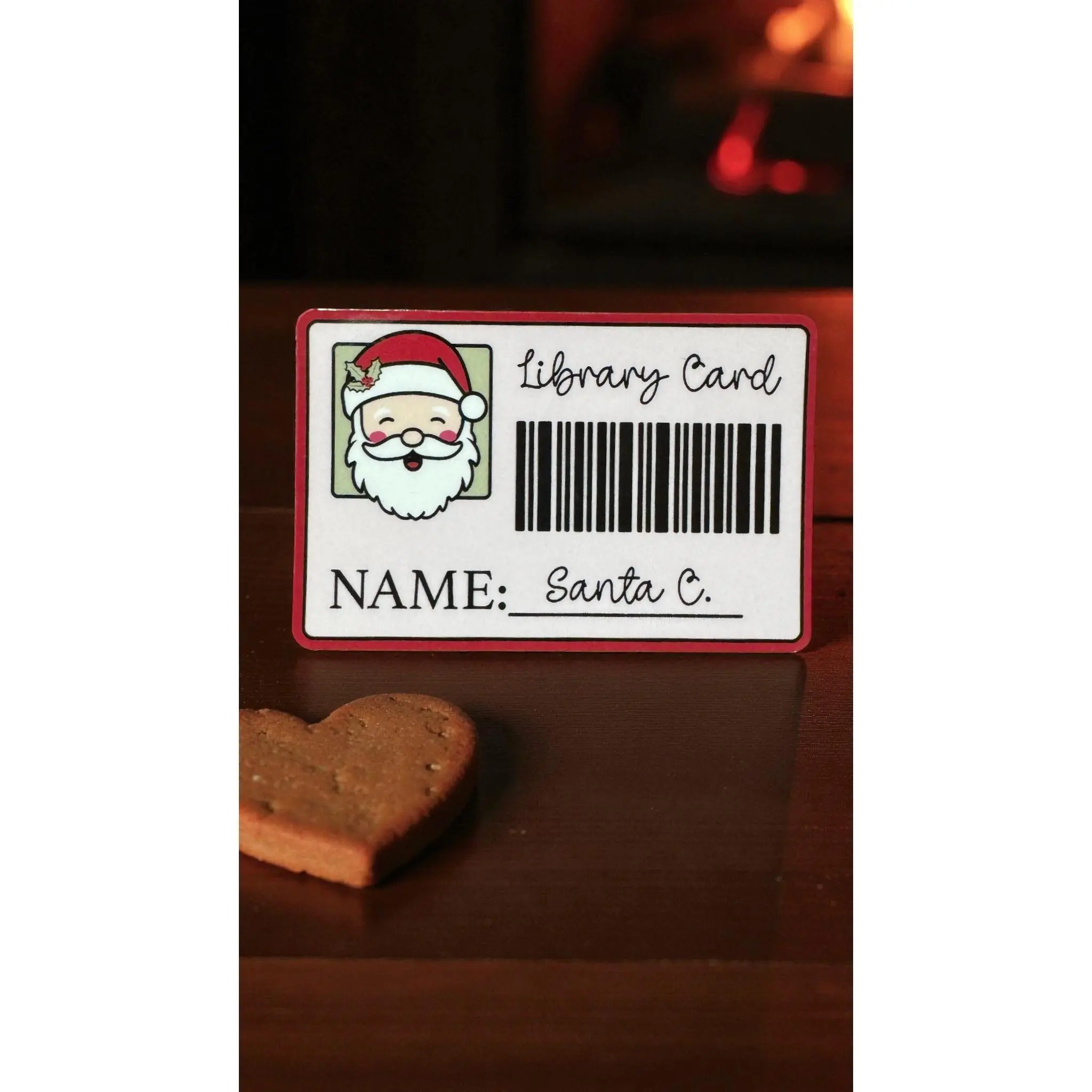 Santa Library Card Sticker | Holiday Book Lover Sticker | Cozy Christmas Reading Sticker | Librarian Gift