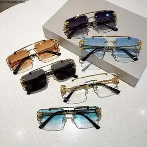 6-Pack Fashion Rimless Sunglasses for Men & Women Frameless Sun Glasses Shades Lightweight Clear Lens Eyeglasses