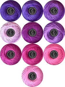 10 Pearl Cotton Crochet Thread in Balls Size 3 Rainbow Classic Colors for Crochet Hardanger Cross Stitch Needlepoint Hand Embroidery Purple