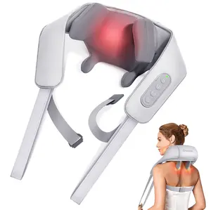 Neck Massager, 4D Deep Kneading Massagers with 6 Massage Nodes, Cordless Shiatsu Neck and Shoulder Massage Pillow with Heat for Neck, Traps, Back & Leg, Gifts - Gray