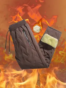 Men's Soft Comfortable Pants, Polyester Fleece Fabric, Zipper Details, Pockets and Waistband, Windproof Warm Outdoor Long Pants, Casual Outdoor Trouser