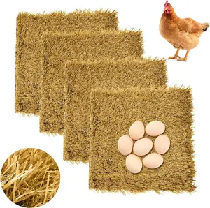 4 Pcs Chicken Nesting Pads Artificial Grass Rug Carpet Synthetic Turf Mat 12"x12" Washable Chicken Coop Bedding Laying Garden Lawn Indoor/Outdoor Bedding for Chicken Hen Small Pets(Brown)