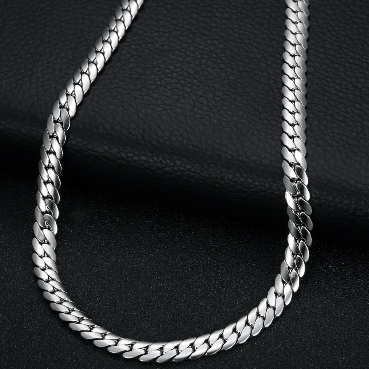 Men's Flat Woven Cuban Link Chain, Casual Hip Hop Stainless Steel Stackable Clavicle Necklace for Parties