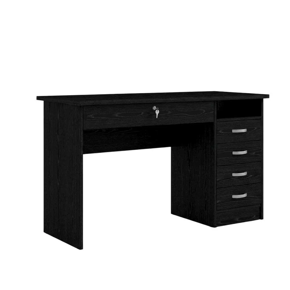 Black Rectangular Wood Finish 5-Drawer Computer Desk with Storage Organization, Desk Armoire for Home Office Workspace