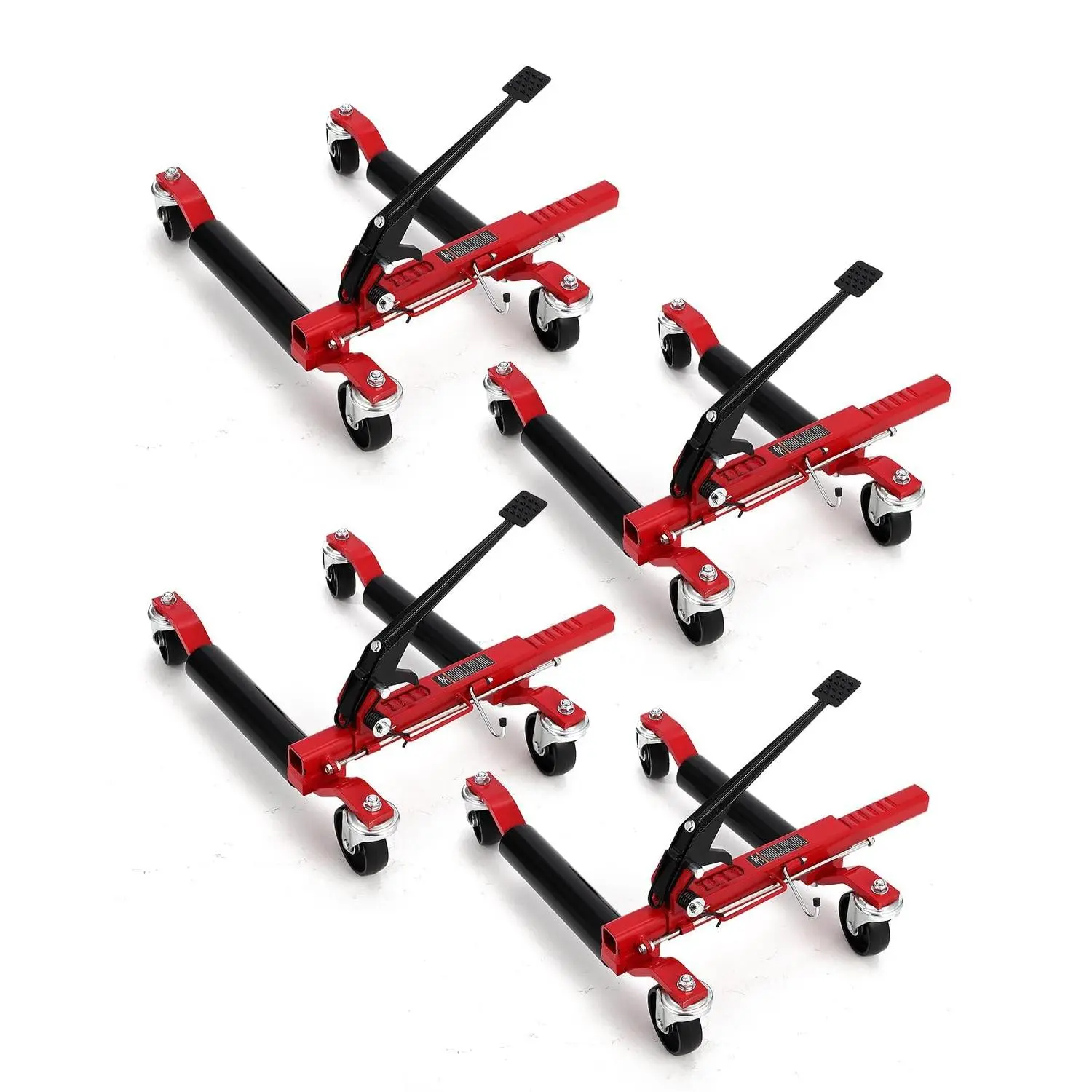 GARVEE Car Dolly Jack Set of 4, 1500LBS Capacity Mechanical Car Wheel Dolly with Steel Twin Rollers, Red,2 Packages