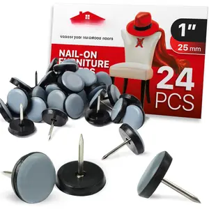 Chair Glides  - 1" Furniture Glides 24 count - Grey -on Chair Sliders -  Chair  Floor Protectors - Slide Effortlessly with Chair  Pads That Protect Your Floor!