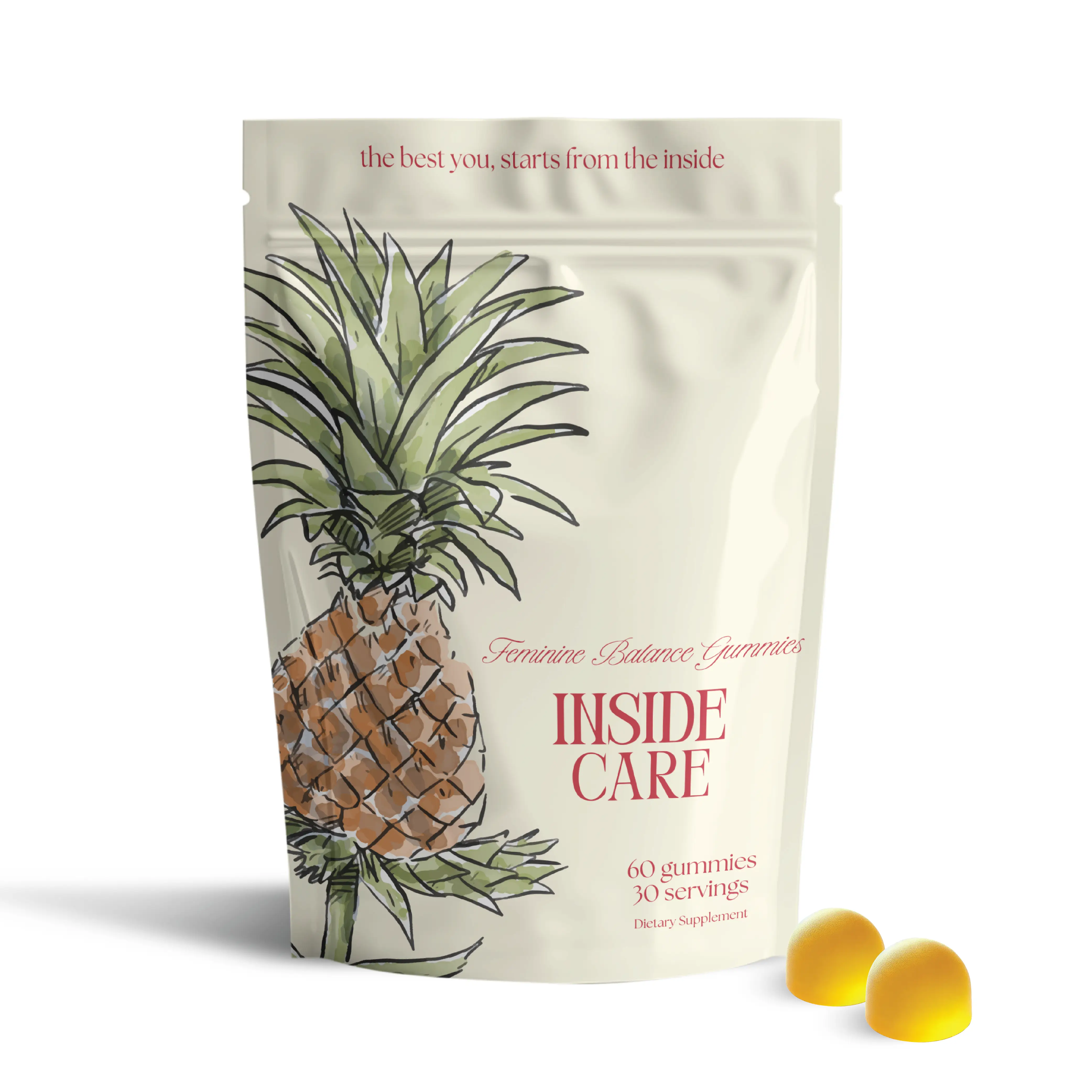 Inside Care Feminine Balance Gummies 60 Count Tropical Pineapple