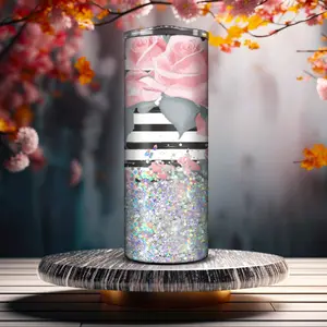 Beautiful Roses stainless Steel tumbler Straw Drinkware Metal
