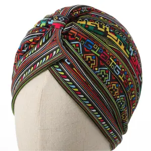 Women Printed knot turban Indian Muslim Headwraps Chemo Cap Hijab Beanie Bonnet Head Wrap Bandanas Hair Loss Headscarf