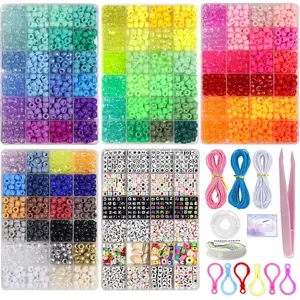 Pony Beads Bulk,Kandi Beads for Necklace  Making Hair Braiding,Bracelets Making Kits,Hair Bead,Bracelet Beads,Plastic Beads for Crafts Braids Girls (96 Color,4500PCS)
