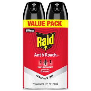 Raid Ant & Roach Killer 26 Fragrance-Free 17.5oz (2 Pack) – Home Bug Spray, Kills Ants & Roaches on Contact