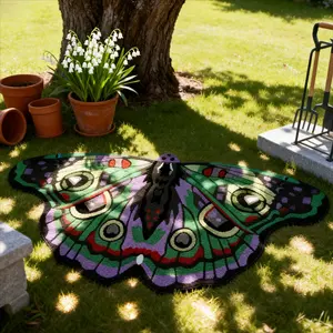 Bohemian Style Vintage Butterfly Area Rug, Large Soft Washable Carpet, Elegant Home Decor for Living Room Bedroom, Easy Care Mat