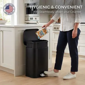 Garvee 13 Gallon Stainless Steel Trash Can 50L Rectangular Kitchen Garbage Bin With Soft Close Lid Step Pedal And Removable Inner Bucket Fingerprint Resistant