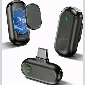 Wireless mini microphone for Android iPhone, magnetic mini microphone for video recording, professional Plug & Play 2-in-1 flap microphone with noise reduction, silence and reverb for YouTube TikTok Vlog Podcast