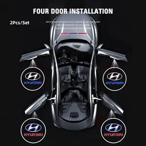 2pcs Hyundai HD Car Door Welcome Light Led Projector Lamp For Hyundai I30 I20 Ix35 Palisade Nexo Kona I10 Tucson Veloster Elantra Grandeur Sonata Azera SantaFe Rohens Coupe Accent Equus I40 Aslan Avante Veracruz Car Door Lights