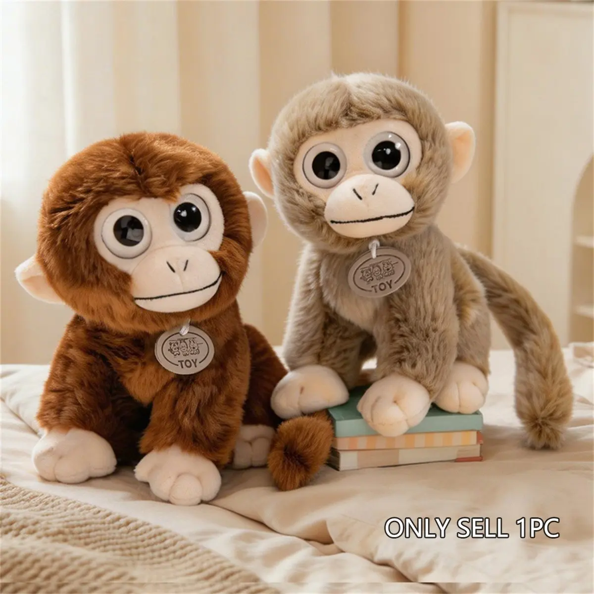 Cute Monkey Plush Toy with Big Eyes, Soft Fluffy Stuffed Animal, Soft Cuddly Gift, Light /dark, Perfect Birthday Gift for Kids & Adults, Home Decor, Mother's Day Present, Soft Stuffed Animals, Stuffed Animal Gifts