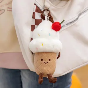 Summer Ice Cream Cone Plush Toy Stuffed Humanoid Doll Smiling Cute Food Plushie Prop Appeasing Gift