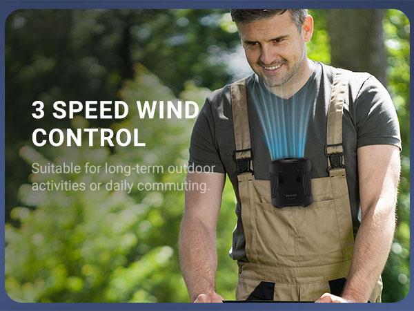 Portable Wearable Waist Fan with 3-Speed Brushless Motor 12m/s Strong Wind LED Display Type-C Rechargeable 24H Runtime Hands-Free Clip-On Neck Fan with SOS Flashlight Power Bank for Outdoor Workers Construction Hiking Camping