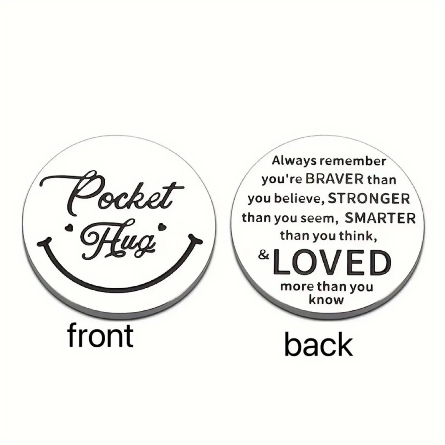 Creative Pocket Hug Gift Coin, 1 Count Double Sided Slogan Engraved Stainless Steel Coin, Party Gift for Friends & Family