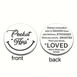 Creative Pocket Hug Gift Coin, 1 Count Double Sided Slogan Engraved Stainless Steel Coin, Party Gift for Friends & Family