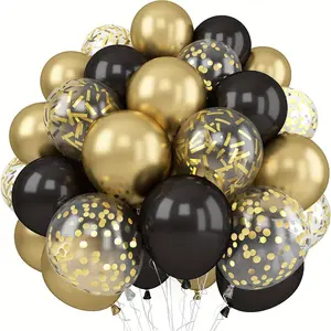 60pcs 12 Inch Metallic Golden Balloons Pearl White Latex Balloons Golden Confetti Balloons for Birthday Weddings Anniversary Party Decorations, Halloween Decorations, Christmas Decorations