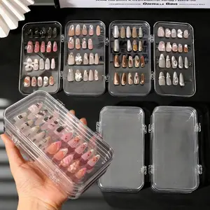 1Pcs Portable Three-Fold Press-On Nail Storage Boxes Clear Visible Plastic Nail Storage Box Nail Organizer For False Nails Display, 15 * 8 * 4.5cm