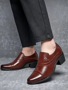 Classic Men's Business Formal Office High Heel Shoes, Pointed Toe Anti-Slip Metal Buckle Decor, Party Wedding Trendy Shoes, Business Style Shoes