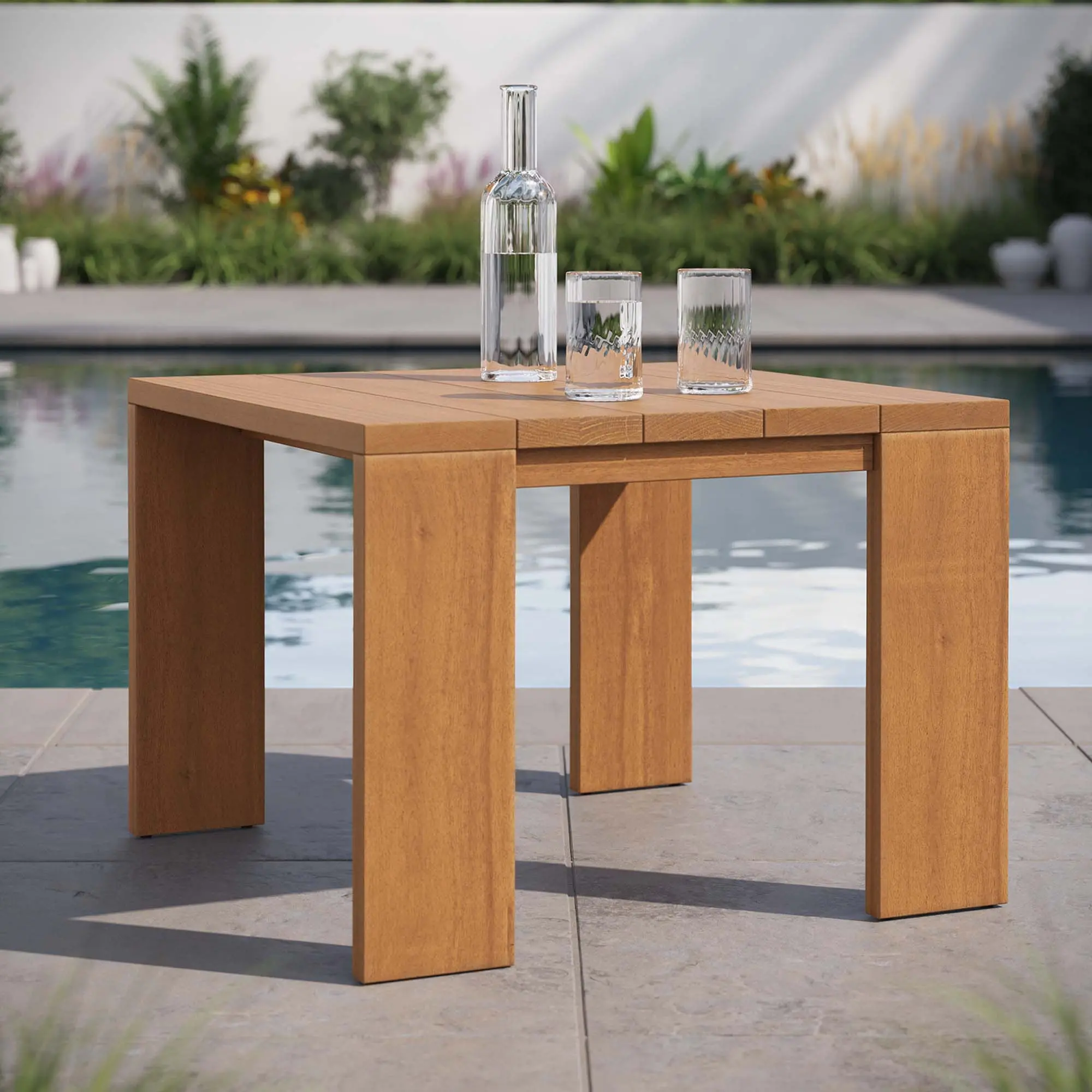 Modway Tahoe Modern Acacia Wooden Outdoor Side Table - Natural, FSC-Certified, Weather Resistant, All Season Outdoor Living Furniture, Assembly Required for Backyard, Poolside Use