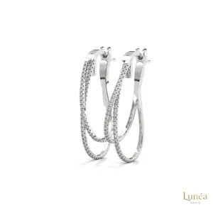 0.60 CT. Diamond Double Teardrop Hoop Earrings | Lab Grown | 14K Gold & Platinum