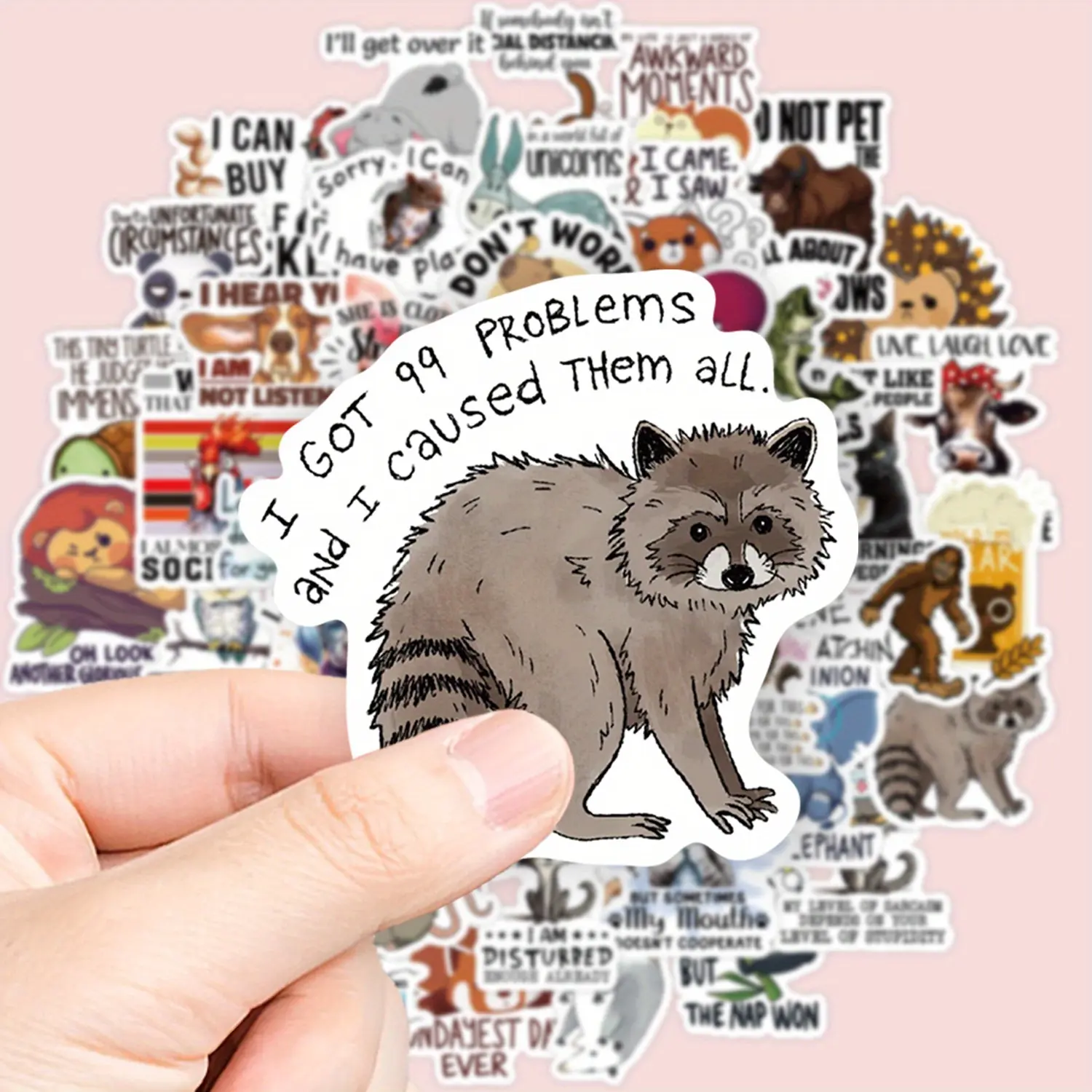 50pcs Humorous Animal Stickers with Funny Quotes, Humorous Phrases and Expressions, Waterproof Stickers Perfect for Laptops, Phones, Cars, Car Decorations, Car Window Stickers, Car Decals, Bumper Sticker, Car Vehicle Decoration and Party Gifts